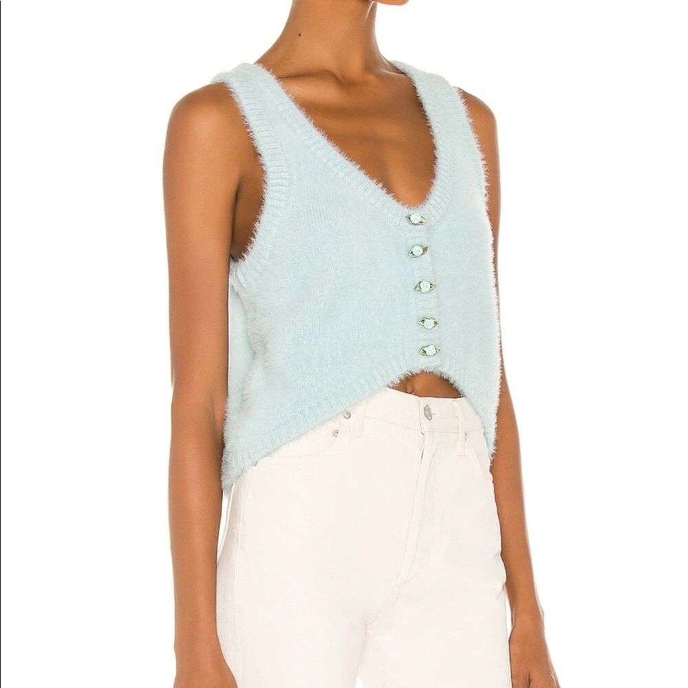 For Love & Lemons Revolve Anastasia Sweater Vest - Sky L